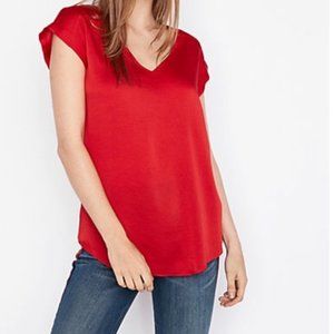 Express Satin V-Neck Shirt